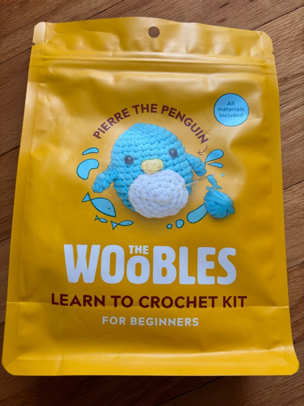 The Woobles Pierre the Penguin Learn to Crochet Kit - Yellow